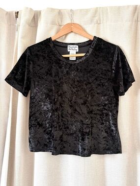 Madison & Berkeley Crushed Velvet Black Top size S